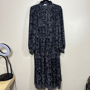 Max Studio Floral Maxi Dress black white floral